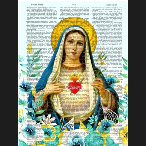 Handmade Other - Mary Sacred Heart Vintage Dictionary Art Print